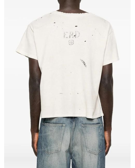 Enfants Riches Deprimes White Teenage Snuff Distressed Graphic T-Shirt for men