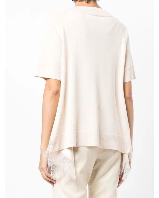Goen.J Multicolor Lace-Trim V-Neck T-Shirt