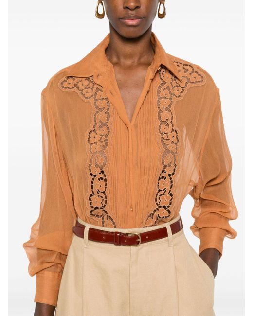 Blusa de seda georgette Ermanno Scervino de color Orange
