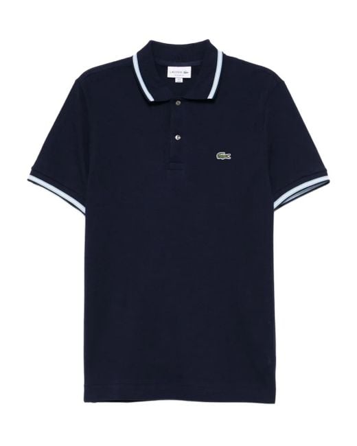 Lacoste Blue Logo-Appliqué Cotton Polo Shirt for men