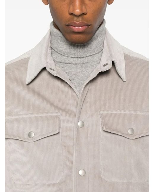 Lardini White Pocket Corduroy Shirt Jacket for men