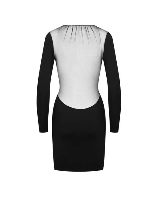 Scandale Black Nuit Fauve Mesh-Panel Mini Dress
