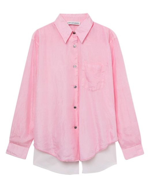 Our Legacy Pink Apron Baumwoll-Seiden-Hemd