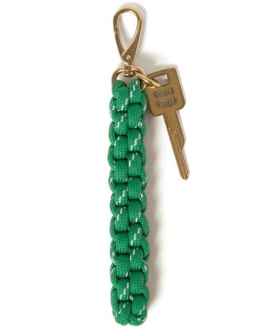 Miu Miu Green Geflochtener Schlüsselanhänger
