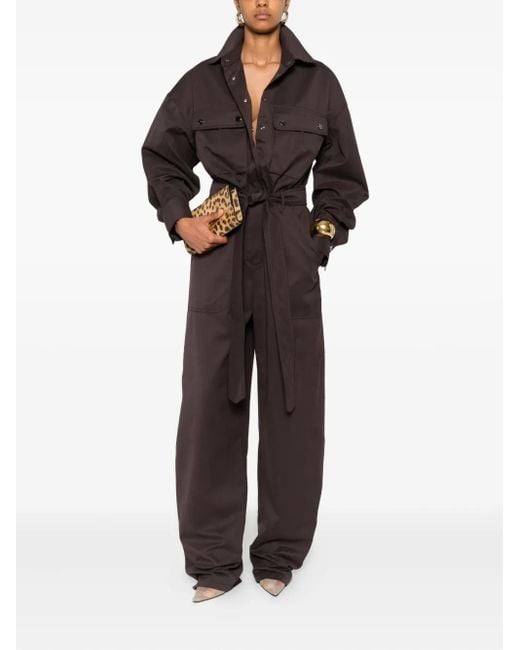 ANDAMANE Brown Vania Cargo Belted Jumpsuit