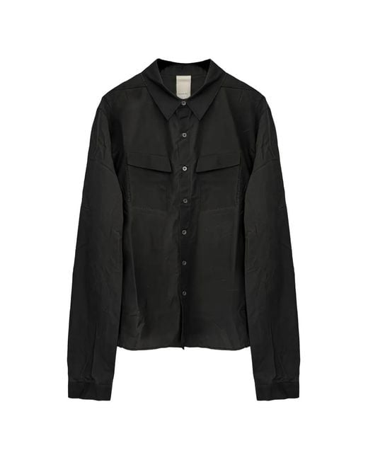 SAN263-1 Black Waxed-Finish Embroidered Shirt for men