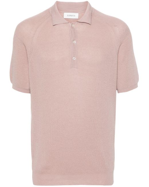 Laneus Pink Knitted Polo Shirt for men