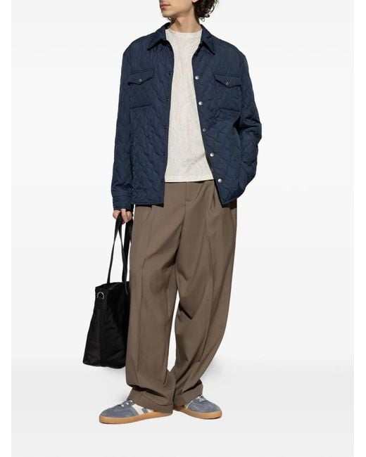 Etro Blue Quilted Pocket Overshirt for men