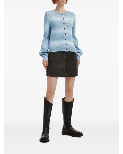 Izzue Blue Gradient-Effect Heart-Patch Cardigan