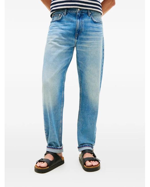 Tommy Hilfiger Blue Jean Droit Harlem À Effet Usé for men