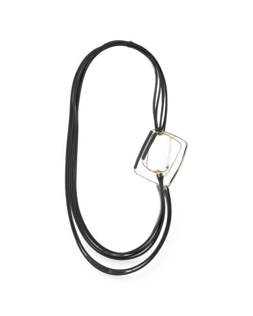 Liviana Conti Black Lia Geometric-Pendant Multi-Strand Necklace