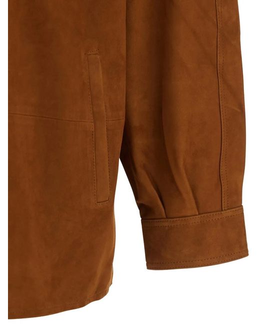 sunflower Brown Buttoned Leather Shirt for men