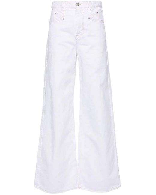 Isabel Marant White Lemony High-rise Wide-leg Jeans