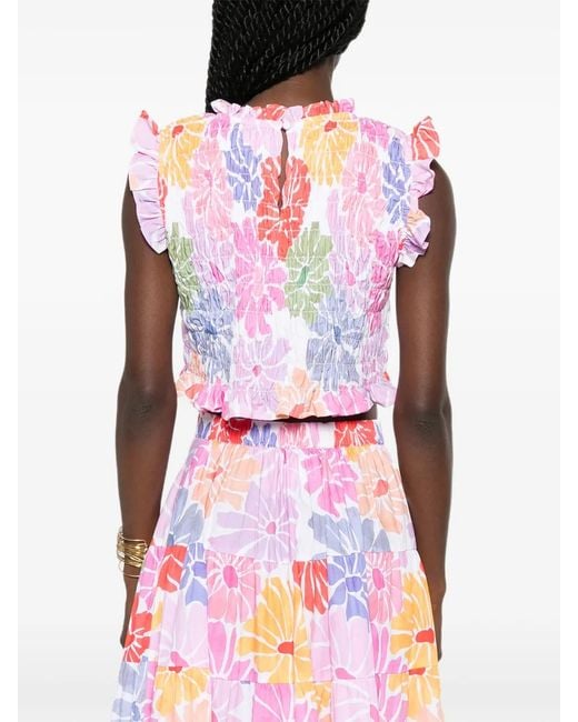 Sundress Pink Malone Floral-Print Smocked Top
