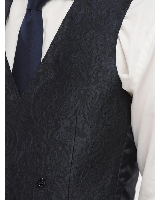 Corneliani Blue Paisley-Pattern Waistcoat for men