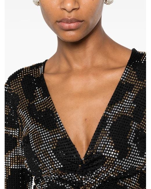 Miron Black Embellished Ruched Dress