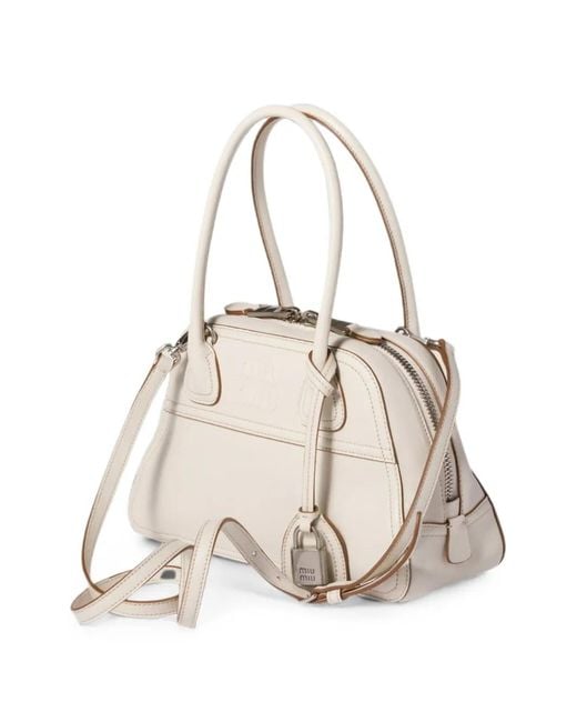 Miu Miu White Small Viviant Tote Bag