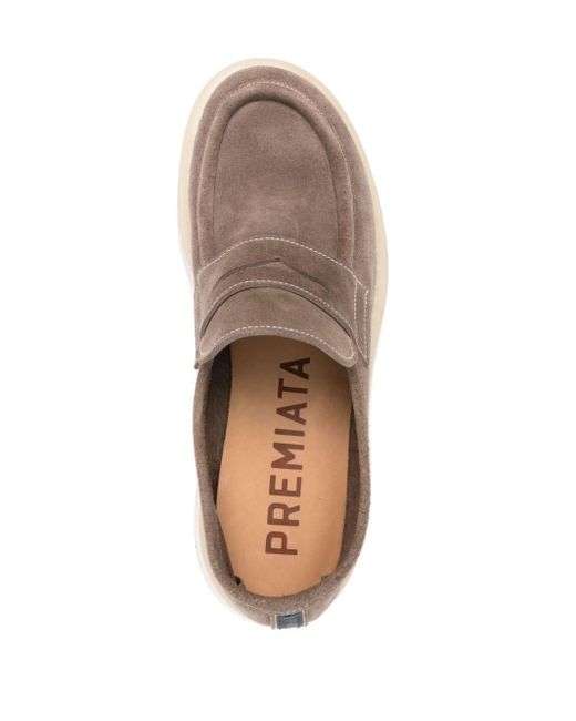 Premiata Brown Penny-slot Suede Loafers for men