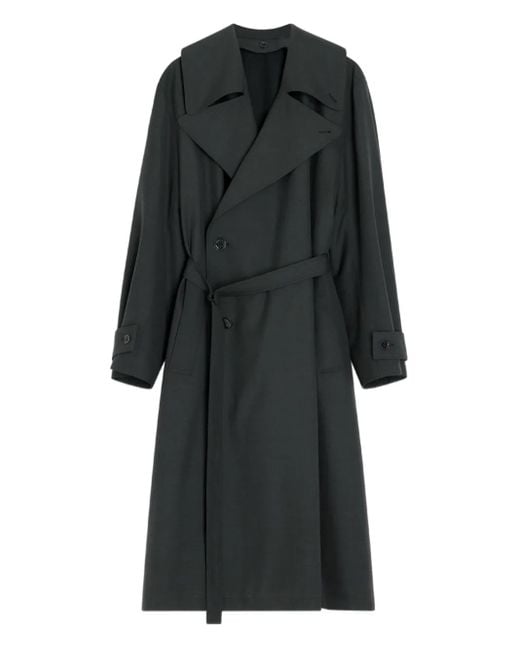 Lemaire Black Double-breasted Belted Trench Coat
