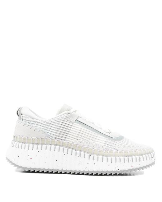Chloé White Nama Sneakers Mit Schnürung