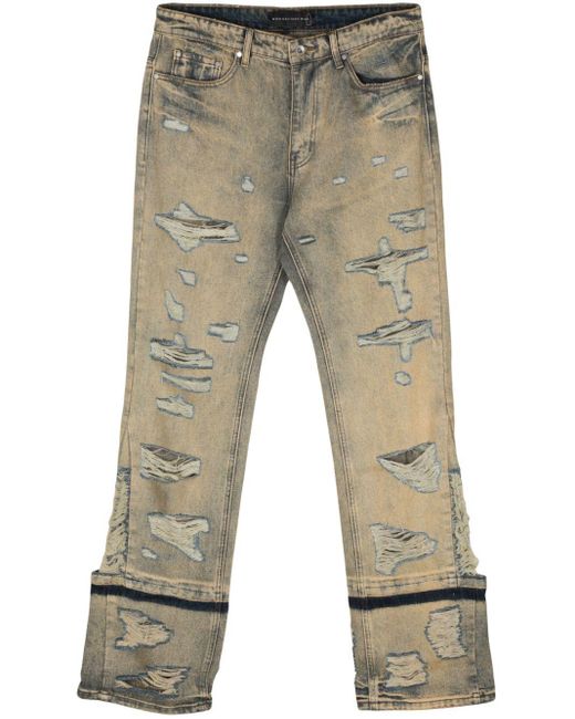 Who Decides War Natural Gnarly Distressed-finish Jeans for men