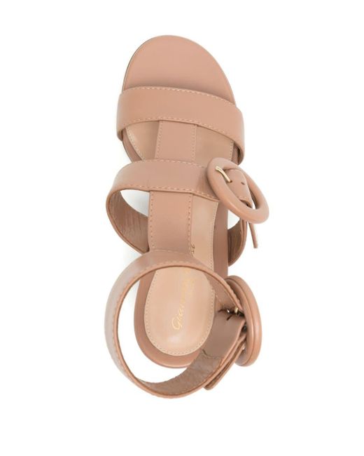 Gianvito Rossi Pink Double-buckle Leather Sandals