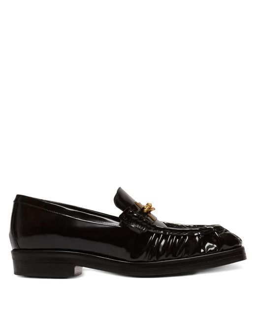 Balmain Black Glazed Leather Loafers for men