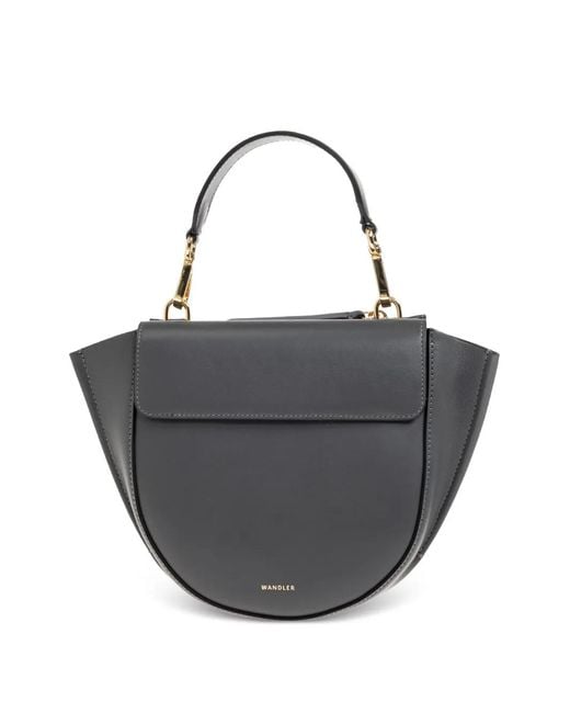 Wandler Black Mini Hortensia Flap Top Handle Tote Bag