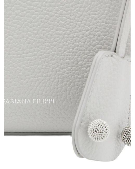 Fabiana Filippi White Pebble-Grain Tote Bag