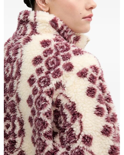 INTROPIA Red Geometric-Pattern Zip Top
