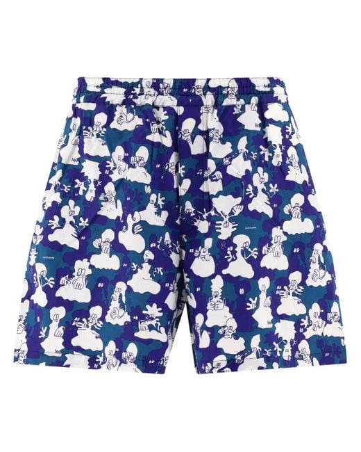 Junya Watanabe "junya Watanabe X Lousy Livin" Gedrukte Shorts in het Blue voor heren