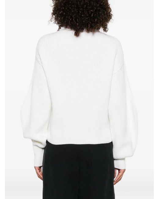 P.A.R.O.S.H. White Roll-Neck Ribbed Sweater