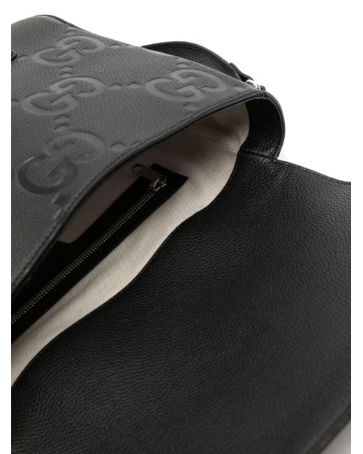 Gucci Black Medium Jumbo GG Leather Messenger Bag