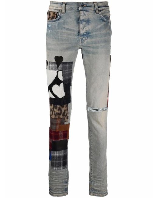Amiri Patchwork-Detail Denim Jeans in Blue for Men | Lyst