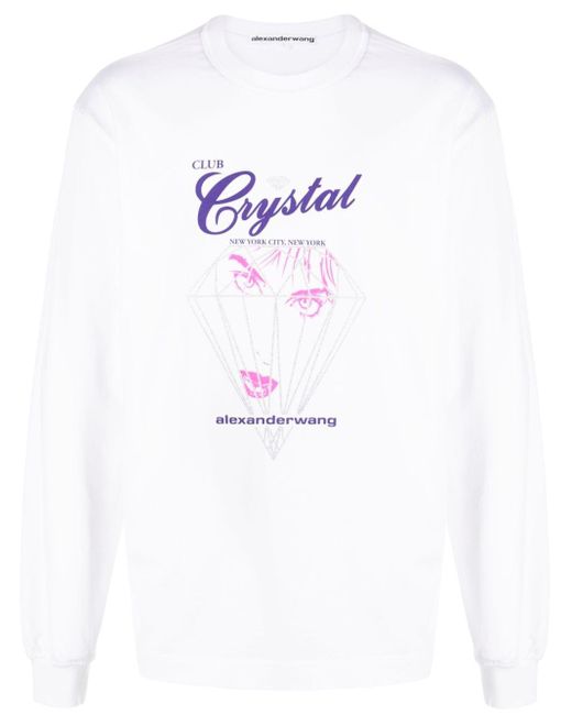 Alexander Wang White Club Crystal T-Shirt mit grafischem Print