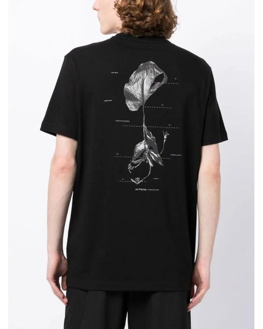 ISO.POETISM Black Graphic-Print Short-Sleeved T-Shirt for men