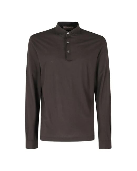 FILIPPO DE LAURENTIIS Black Long-Sleeve Polo Shirt for men