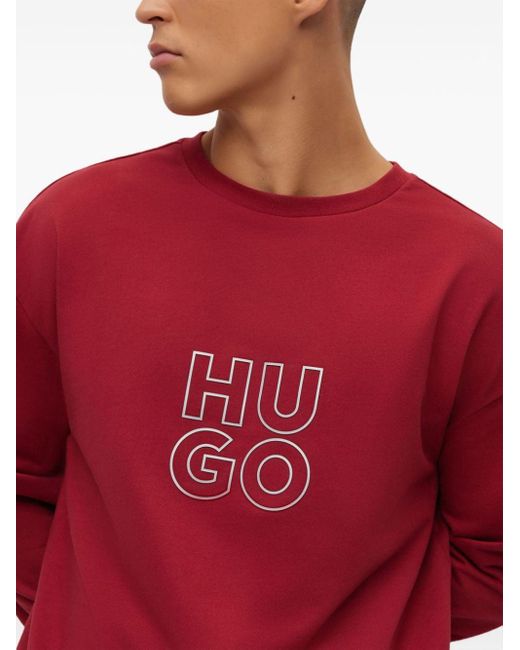 HUGO Red Logo-print Cotton Sweatshirt for men
