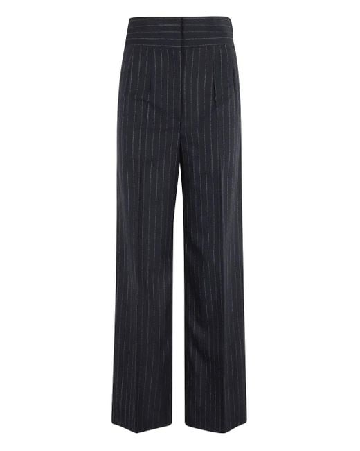 Erika Cavallini Semi Couture Blue Pinstripe Pleated Trousers