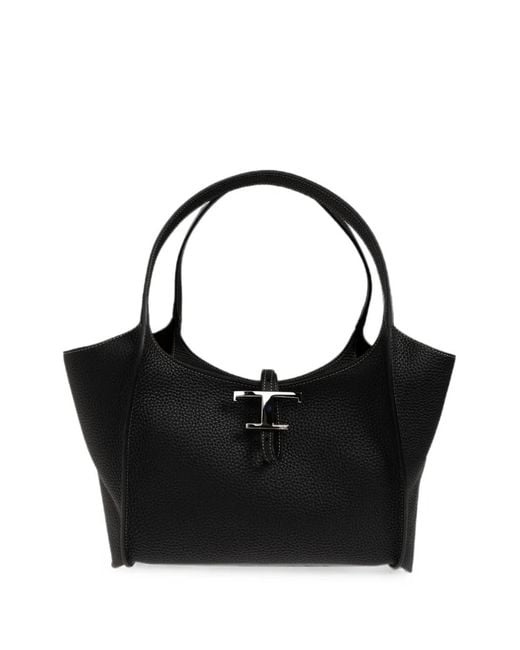 Tod's Black Small T Timeless Leather Tote Bag