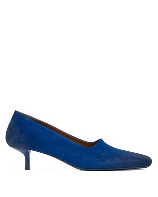 Marsèll Blue Square-Toe Kitten-Heel Pumps