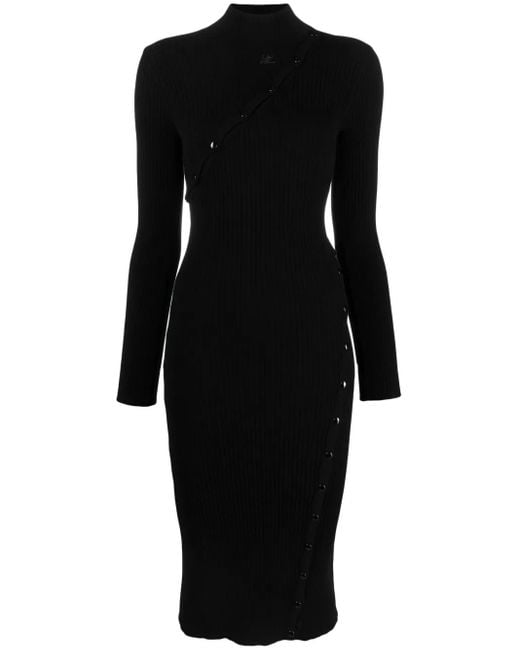 Courreges Black Ribbed Knit Dress