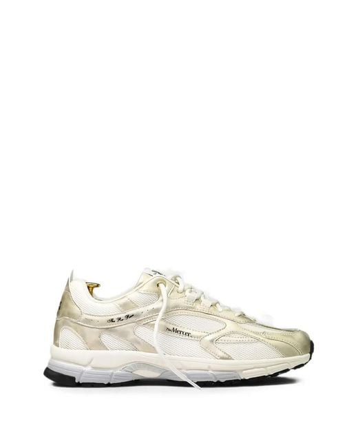 The Mercer Brand White Metallic-Effect Panelled Sneakers