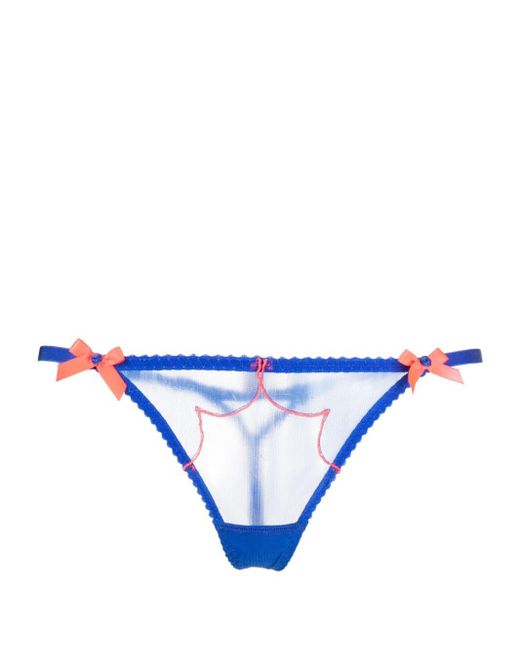 Agent Provocateur Lorna Bow-detailing Sheer Thong in Blue