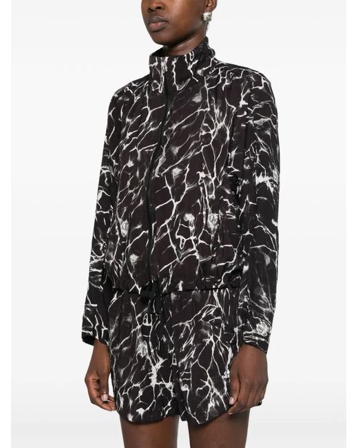 Deha Black Abstract-Print Zip-Up Jacket