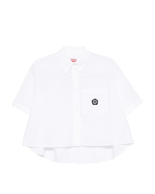 KENZO White Logo-Patch Cotton Shirt
