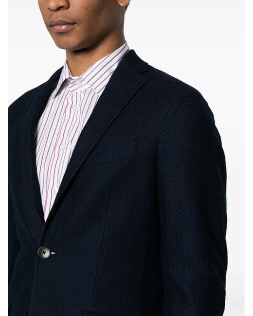 Etro Blue Patterned-Jacquard Single-Breasted Blazer for men