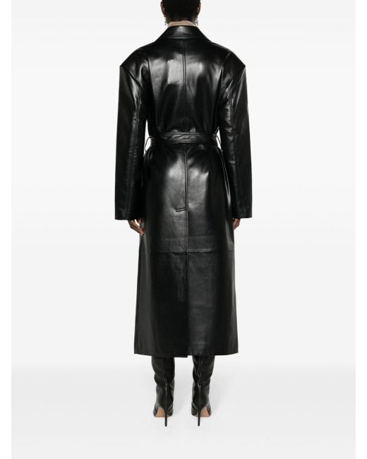 Frankie Shop Black Tina Faux-leather Trench Coat - Women's - Polyester/polyurethane