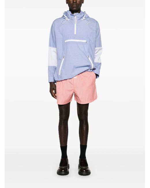 Martine Rose Pink Striped Mid-Rise Deck Shorts for men