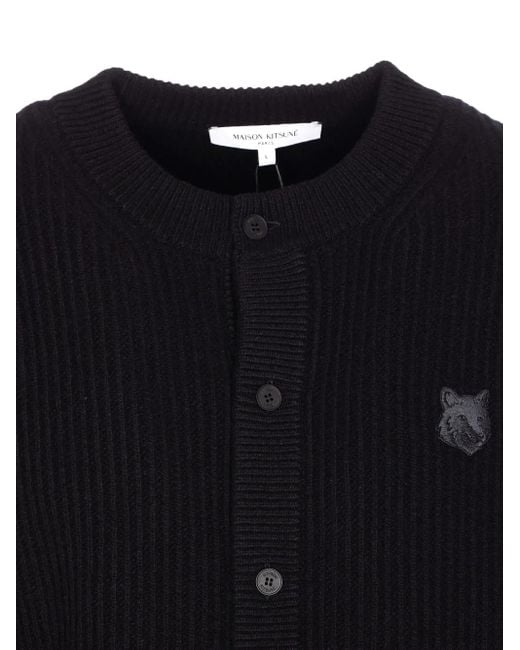 Maison Kitsuné Fox Head Geribbeld Vest in het Blue